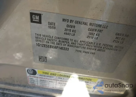 2010 Chevrolet Malibu Ltz z USA, uszkodzony, nr VIN 1G1ZE5EBXAF146333